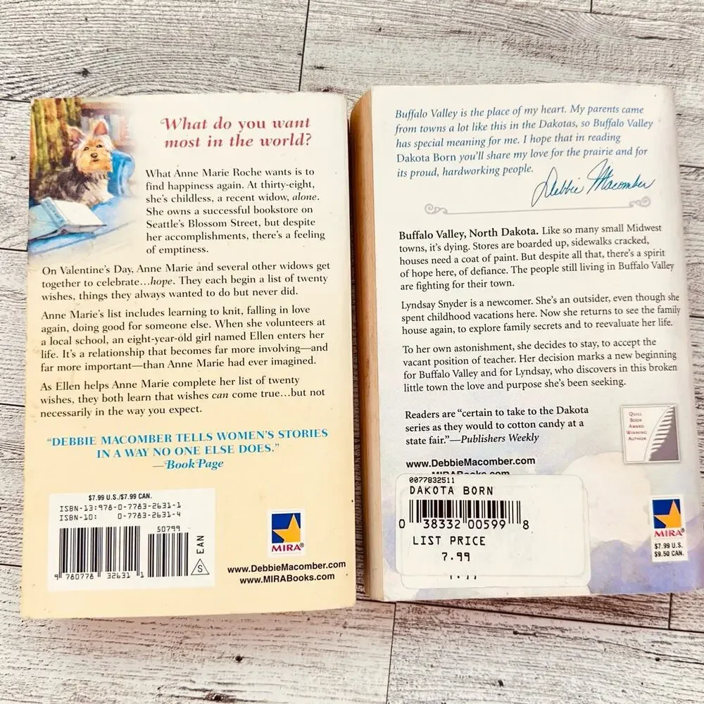 Debbie Macomber Lot of 2 Dakota Born & Twenty Wishes Vintage Paperback Bundle‎